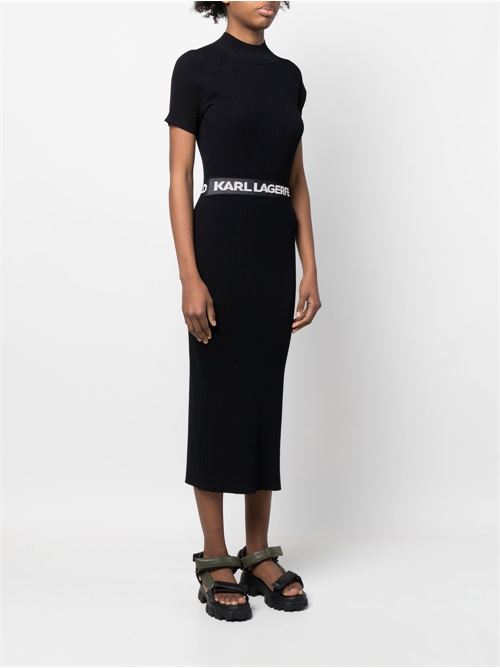 Abito donna lungo ed elasticizzato con scritta logo in vita Karl Lagerfeld | 225W1350999